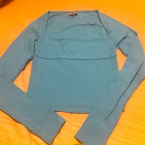 Urban Outfitters Teal Ribbed Long Sleeve Tee